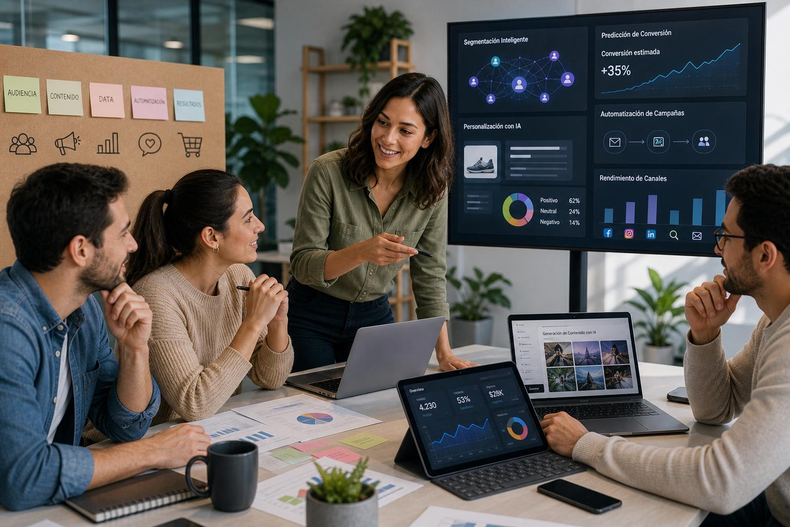 Small business marketing team using AI advertising tools